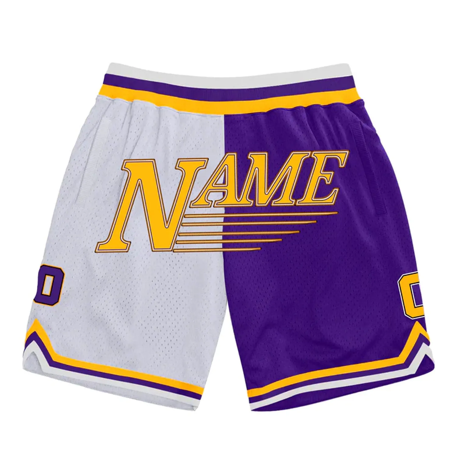 Yellow Purple-White Custom Basketball Shorts sold by Jersey House