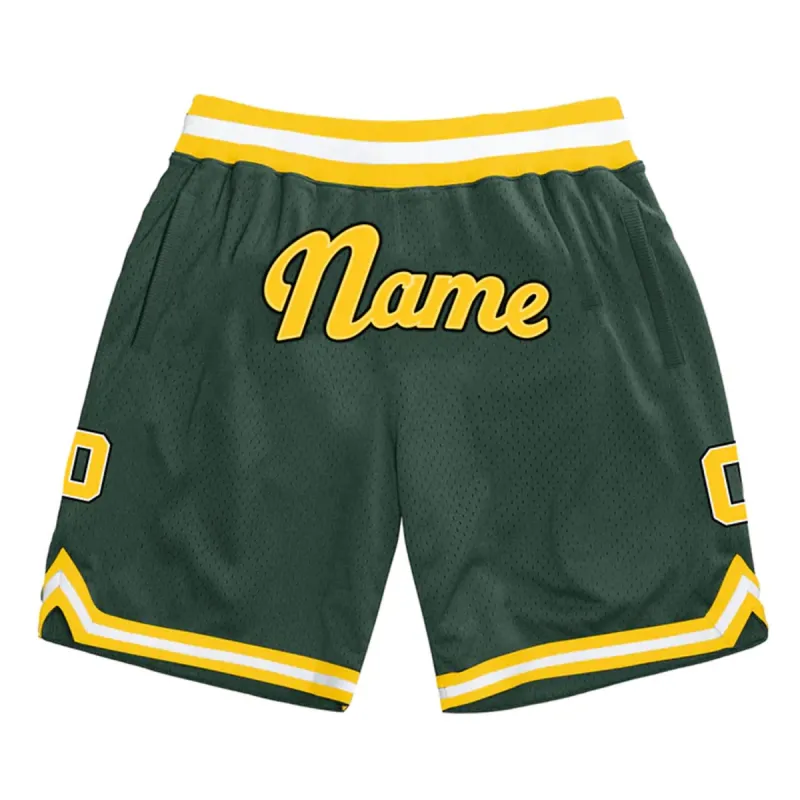 Green Yellow-White Custom Basketball Shorts sold by Jersey House