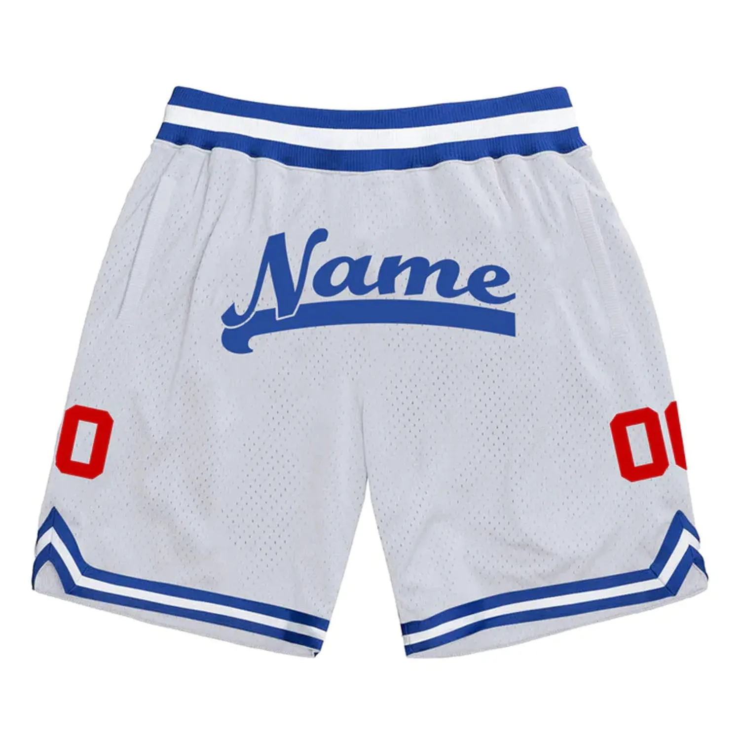 White Blue-Red Custom Basketball Shorts sold by Jersey House
