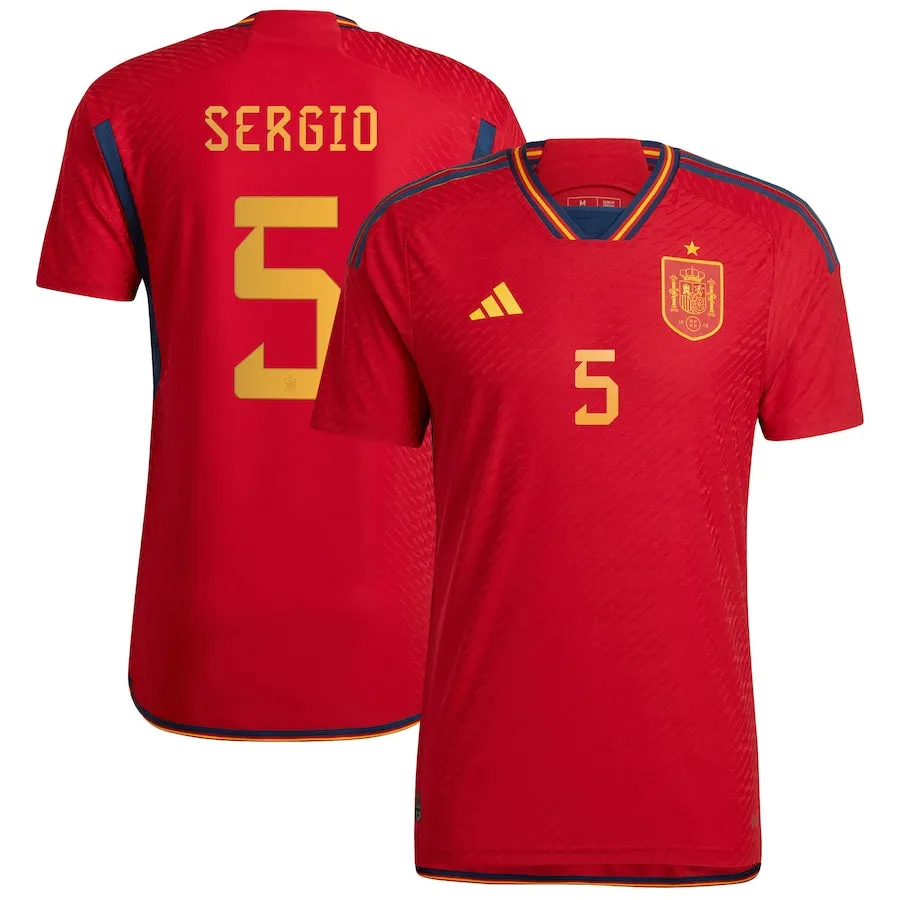 Sergio Busquets Spain 5 FIFA World Cup Jersey sold by Jersey House