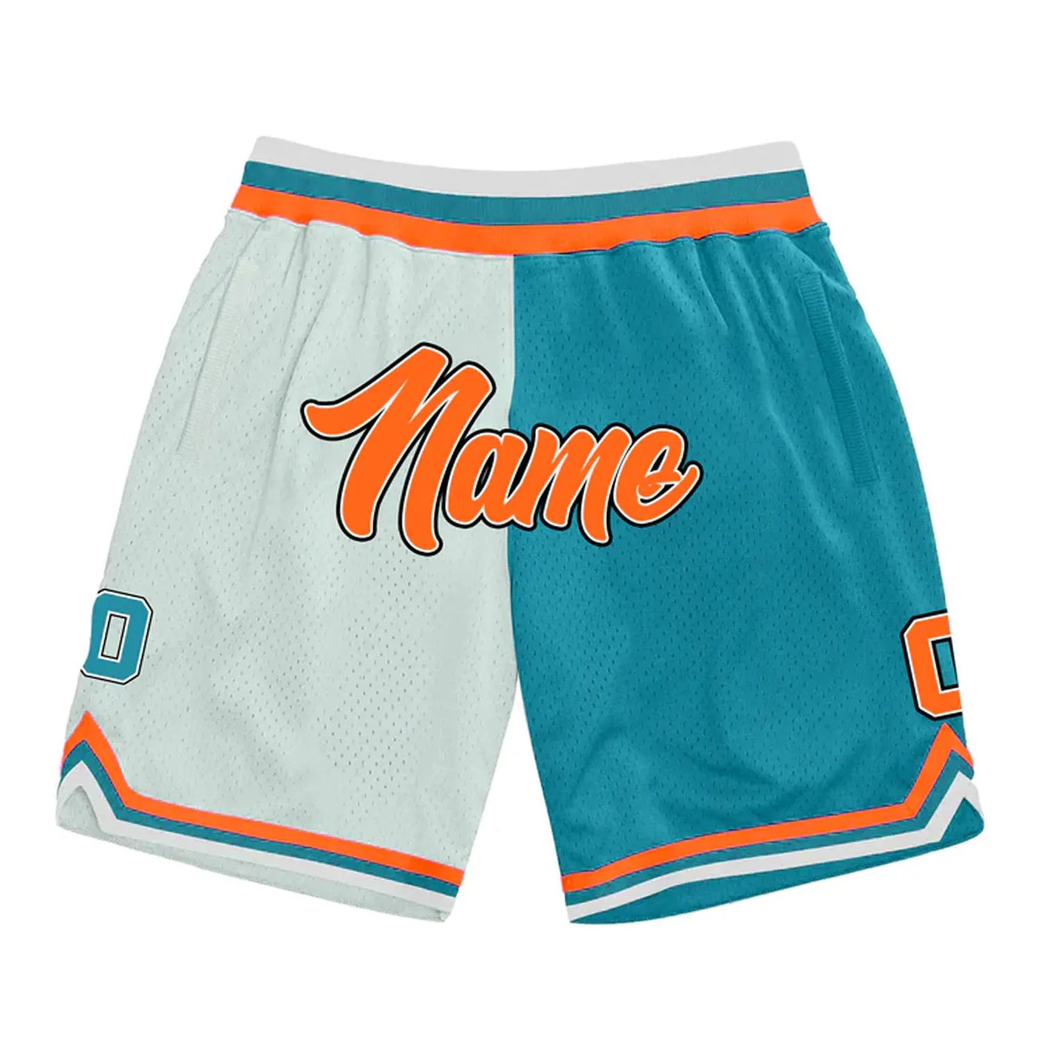 Orange Teal-White Custom Basketball Shorts sold by Jersey House