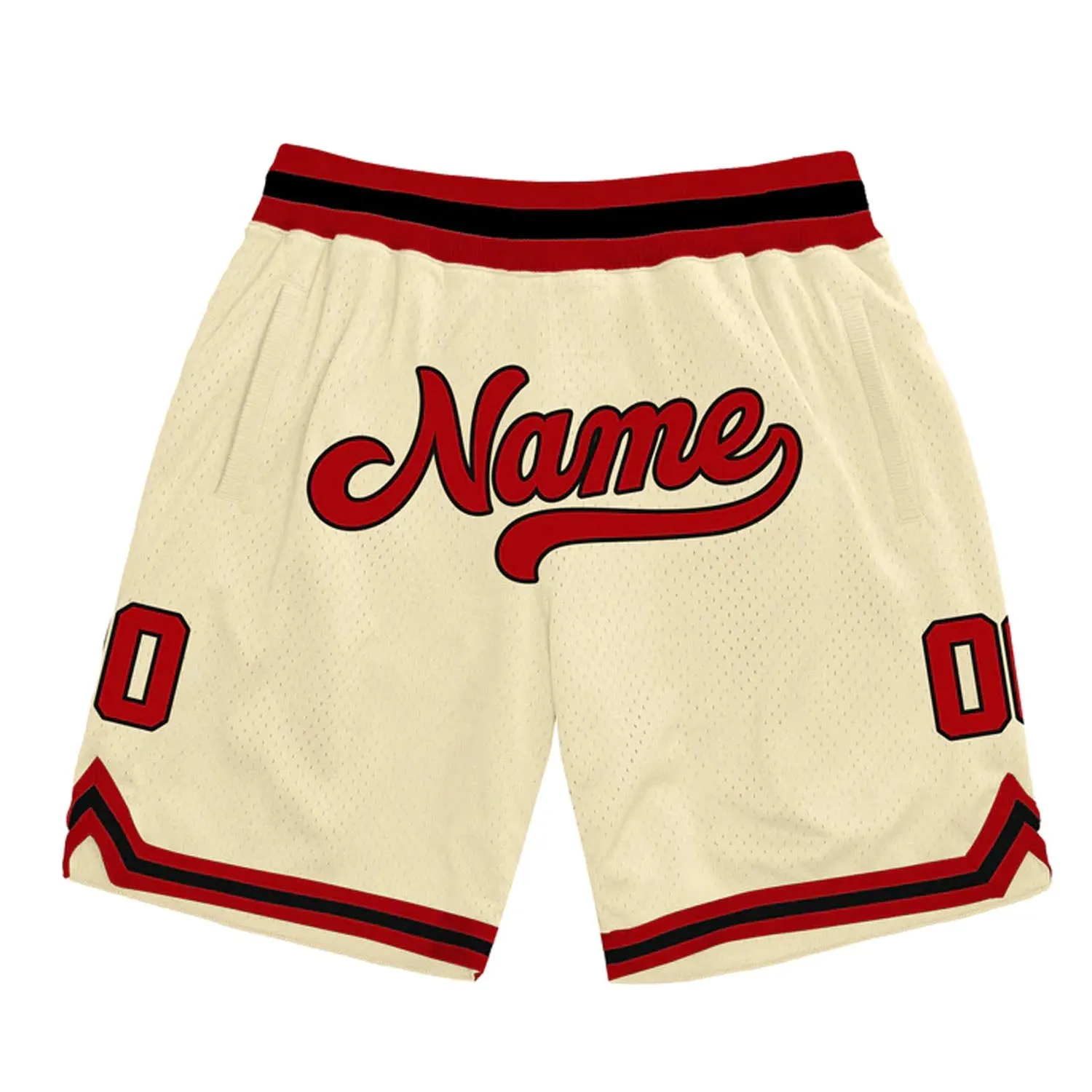 Cream Red-Black Custom Basketball Shorts sold by Jersey House