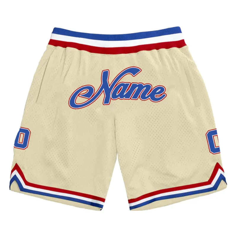 Cream Blue-Red Custom Basketball Shorts sold by Jersey House