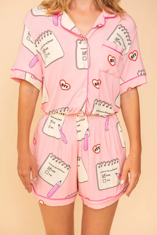 Bas Pyjama Court Wanna Be Friend sold by Boutique Elena