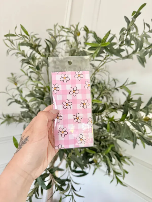 Signet Fleurs Blanches & Carreaux Roses sold by Boutique Elena