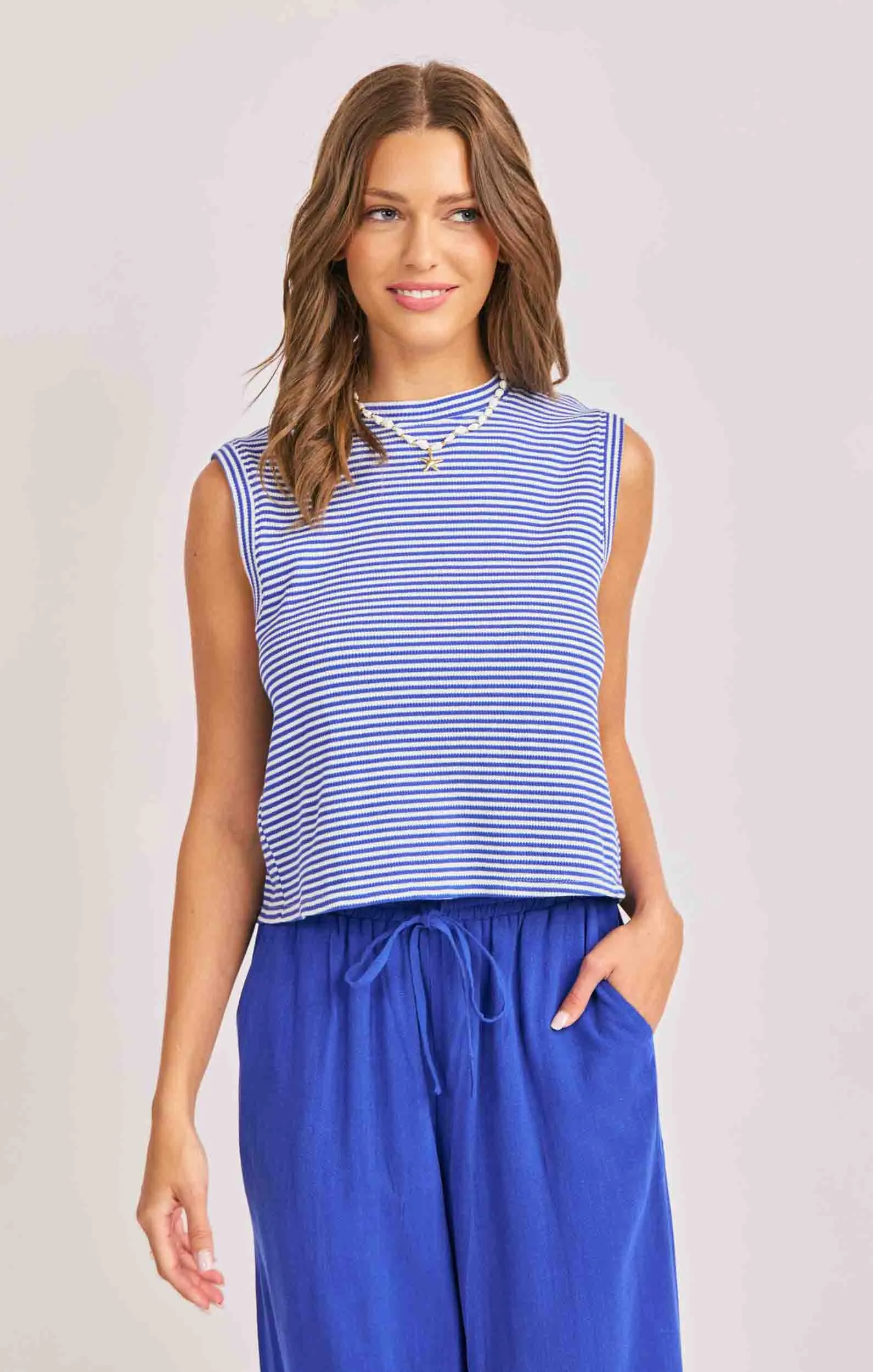 Camisole Palma Blue White sold by Boutique Elena
