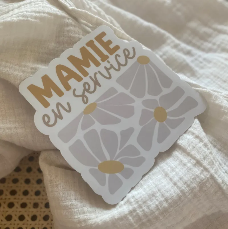 Autocollant Voiture « Mamie En Service » made by Boutique Elena