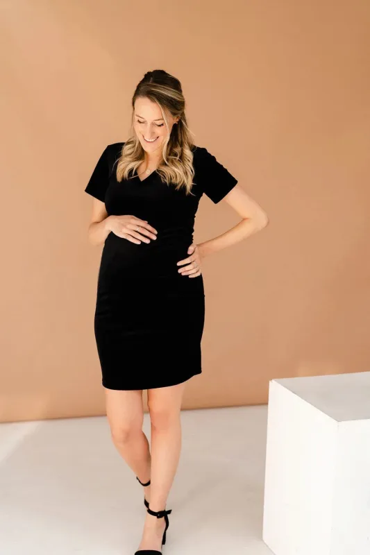 Robe Intrigue Col V Velours Noir made by Boutique Elena