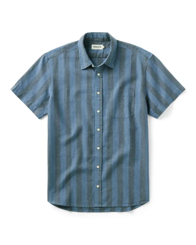 Taylor Stitch - The Short Sleeve California in Blue Stone Stripe Hemp made by Taylor Stitch