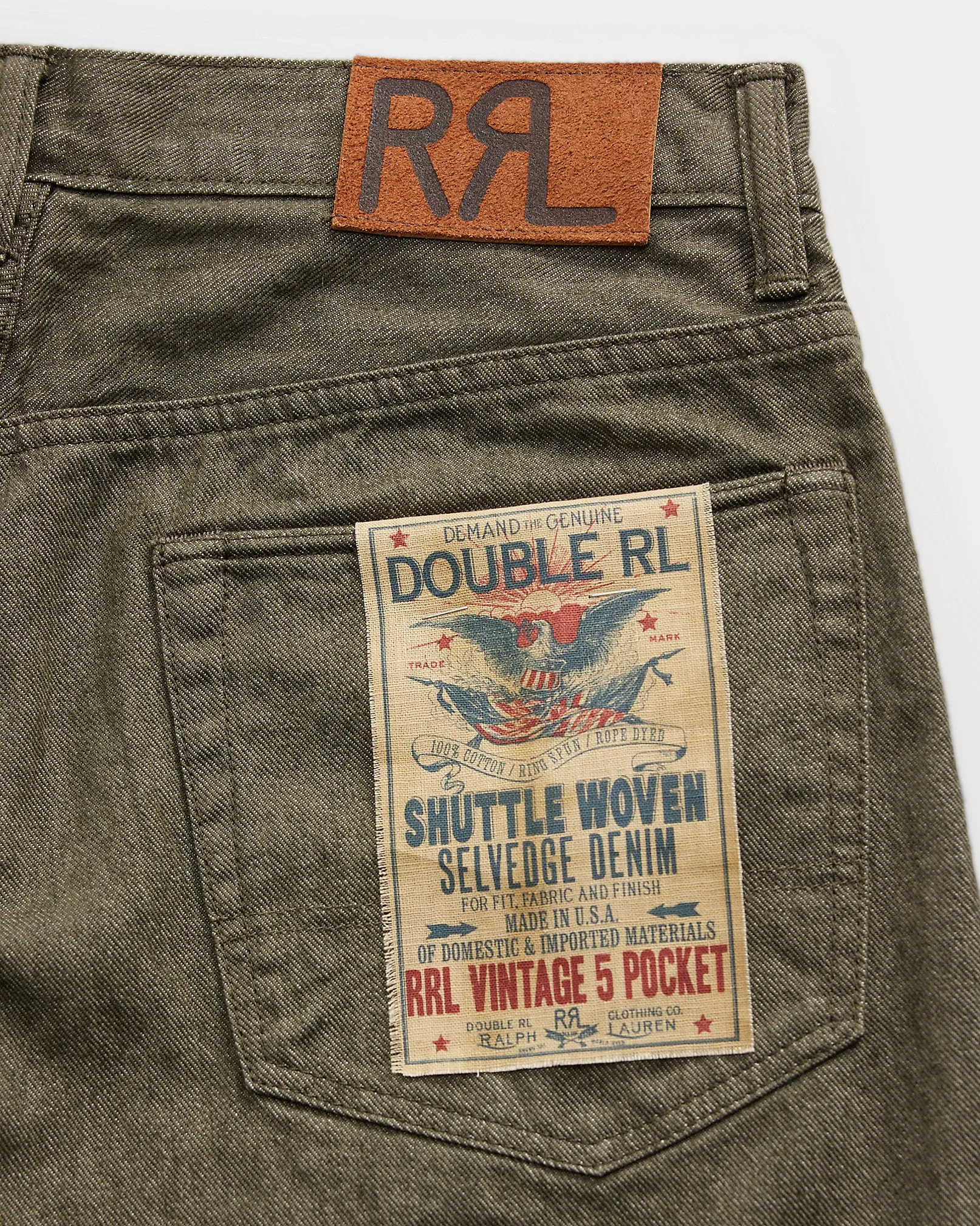 RRL Vintage 5-Pocket - Olive Selvedge Jean sold by Berkeley Supply product image thumbnail 3
