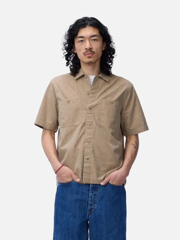 3sixteen Short Sleeve Workshirt - Brown Pigment Dye made by 3sixteen