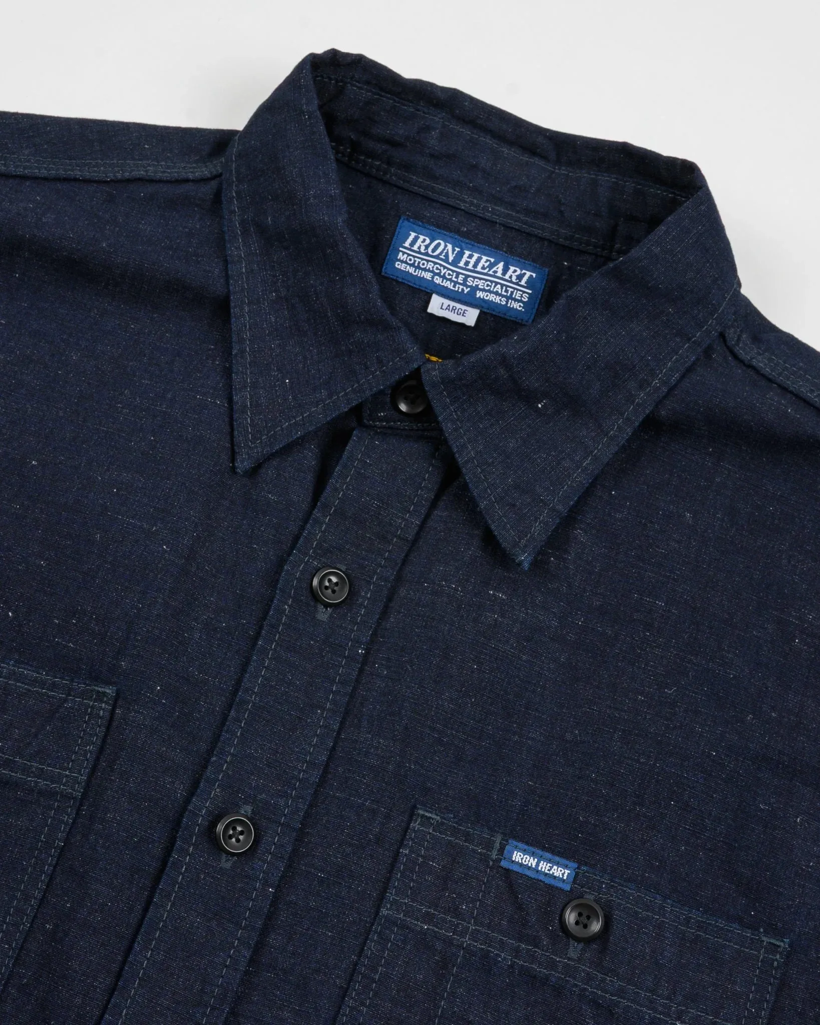 Iron Heart 7oz Cotton Linen Chambray Work Shirt - Indigo sold by Berkeley Supply product image thumbnail 5