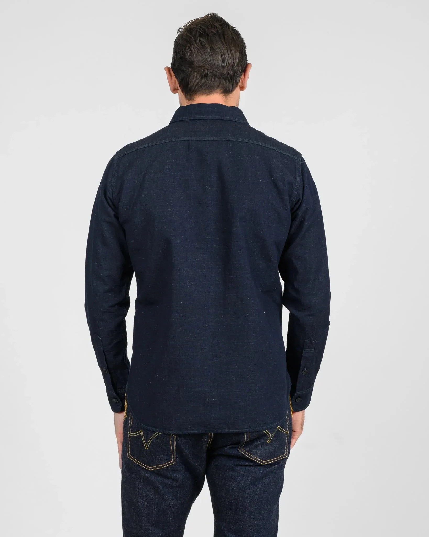 Iron Heart 7oz Cotton Linen Chambray Work Shirt - Indigo sold by Berkeley Supply product image thumbnail 4