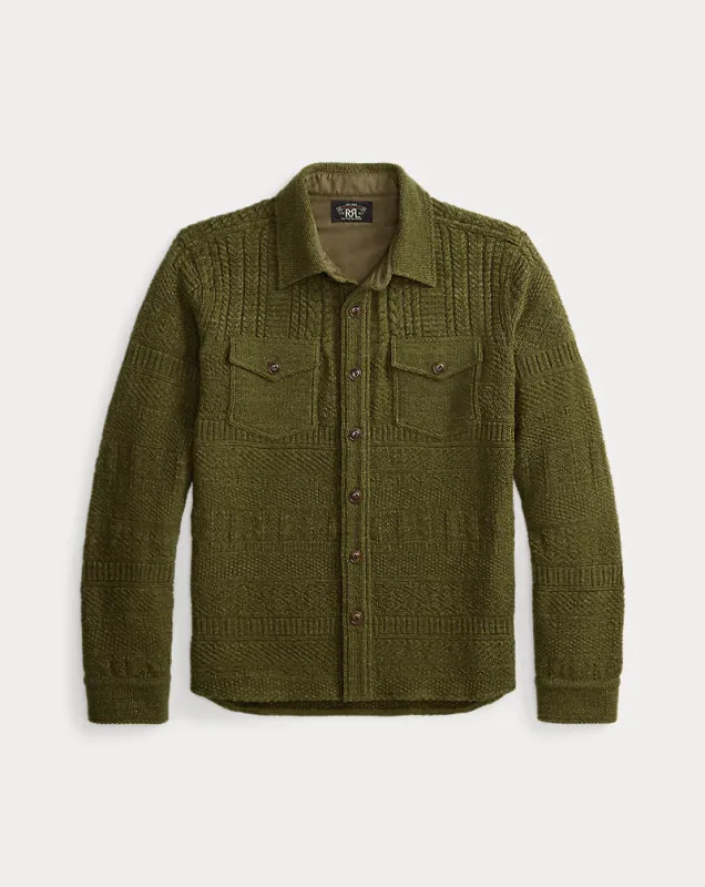 RRL - Cotton-Wool Workshirt Sweater in Olive made by RRL