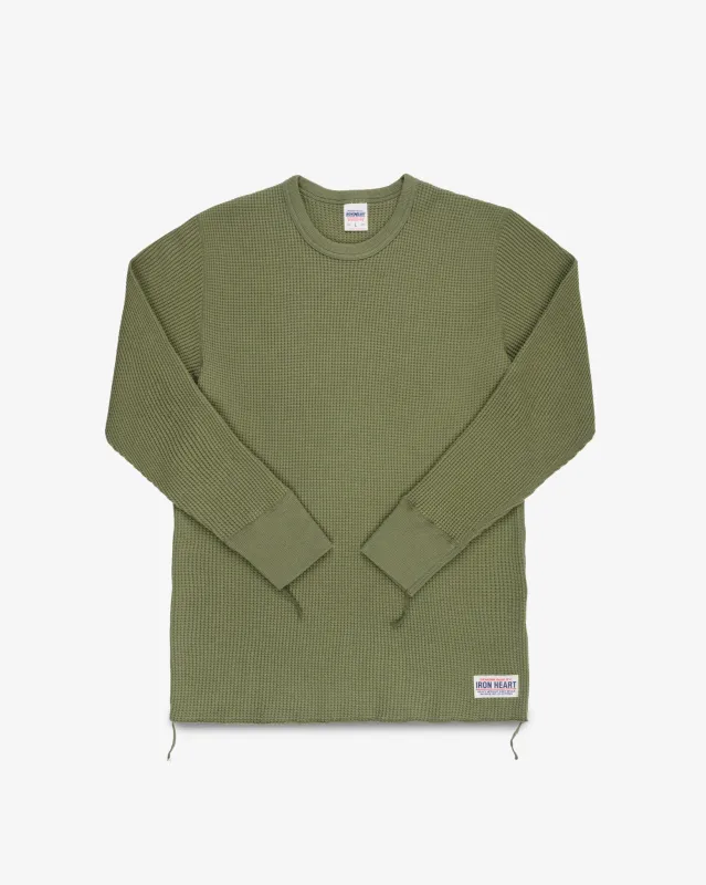 Iron Heart - Waffle Knit L/S Crewneck Thermal - Olive made by Iron Heart