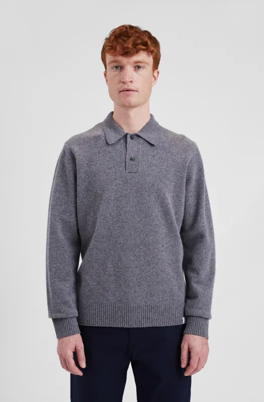 Norse Projects Standard Merino Lambswool Polo - Grey Melange made by Norse Projects