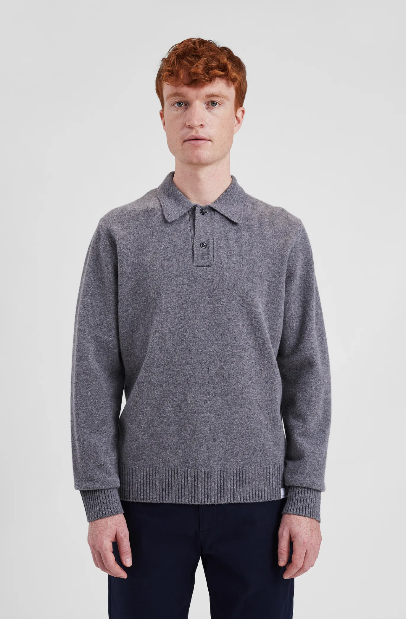 Norse Projects Standard Merino Lambswool Polo - Grey Melange sold by Berkeley Supply