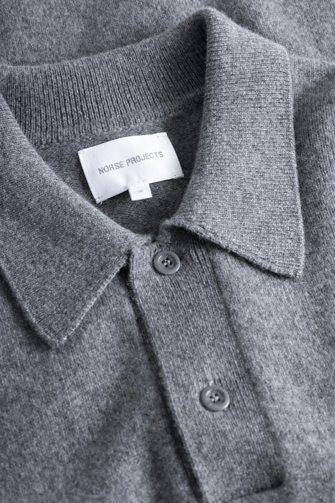Norse Projects Standard Merino Lambswool Polo - Grey Melange sold by Berkeley Supply product image thumbnail 5