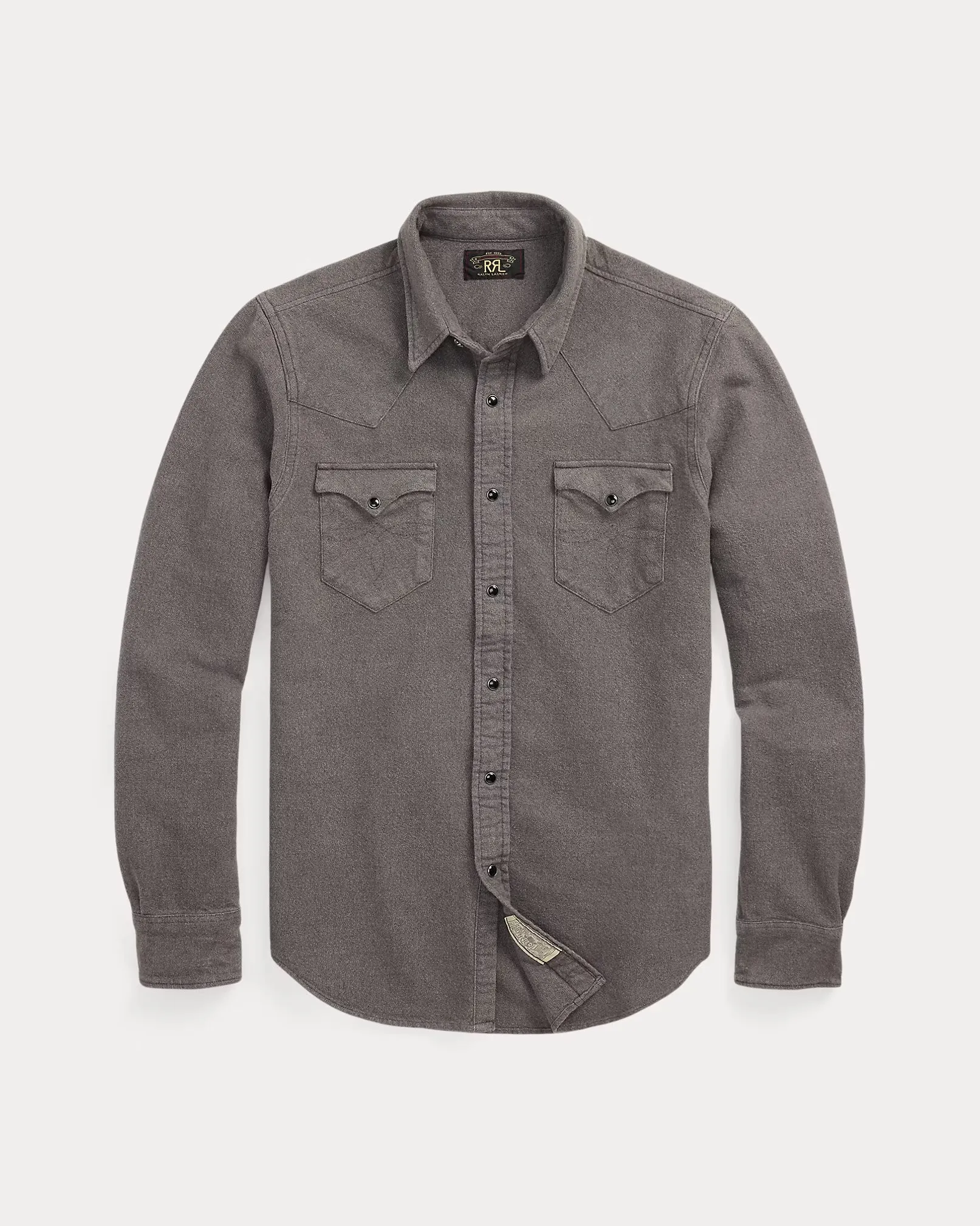 RRL Slim Fit Chamois Western Shirt - Heather Gray sold by Berkeley Supply