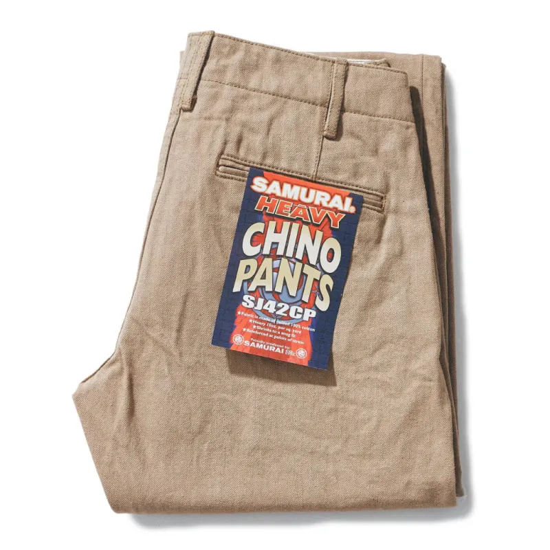 Samurai 15oz Heavy Chino Trousers [SJ42CP] - Khaki made by Samurai Jeans