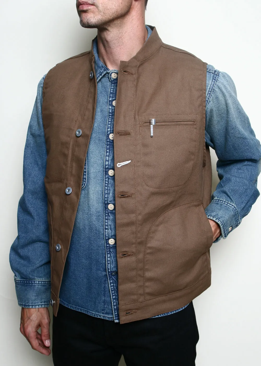 Rouge Territory Dry Wax Canvas Supply Vest - Brown sold by Berkeley Supply product image thumbnail 2