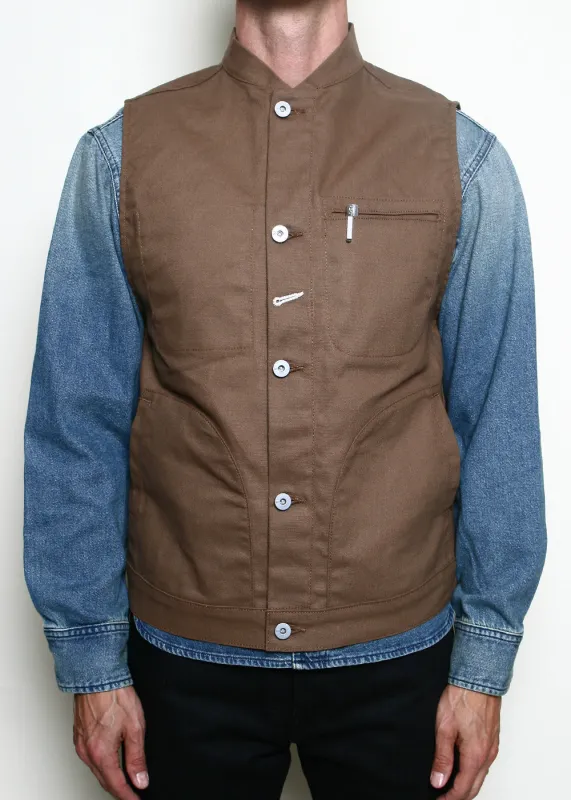 Rouge Territory Dry Wax Canvas Supply Vest - Brown made by Rogue Territory