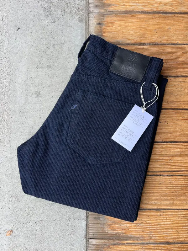 Pure Blue Japan Woven Sashiko Relaxed Tapered Pant - Indigo x Black [1177-ID] made by Pure Blue Japan
