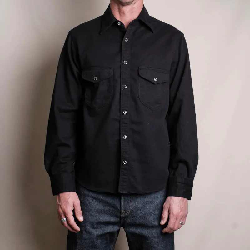 Freenote Cloth Long Sleeve Bodie - Black Twill made by Freenote Cloth