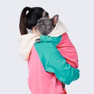 Pink Turquoise Cream Color Block Human Hoodie sold by Spark Paws