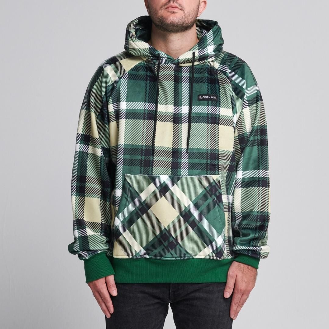 Green Plaid Human Hoodie sold by Spark Paws product image thumbnail 3