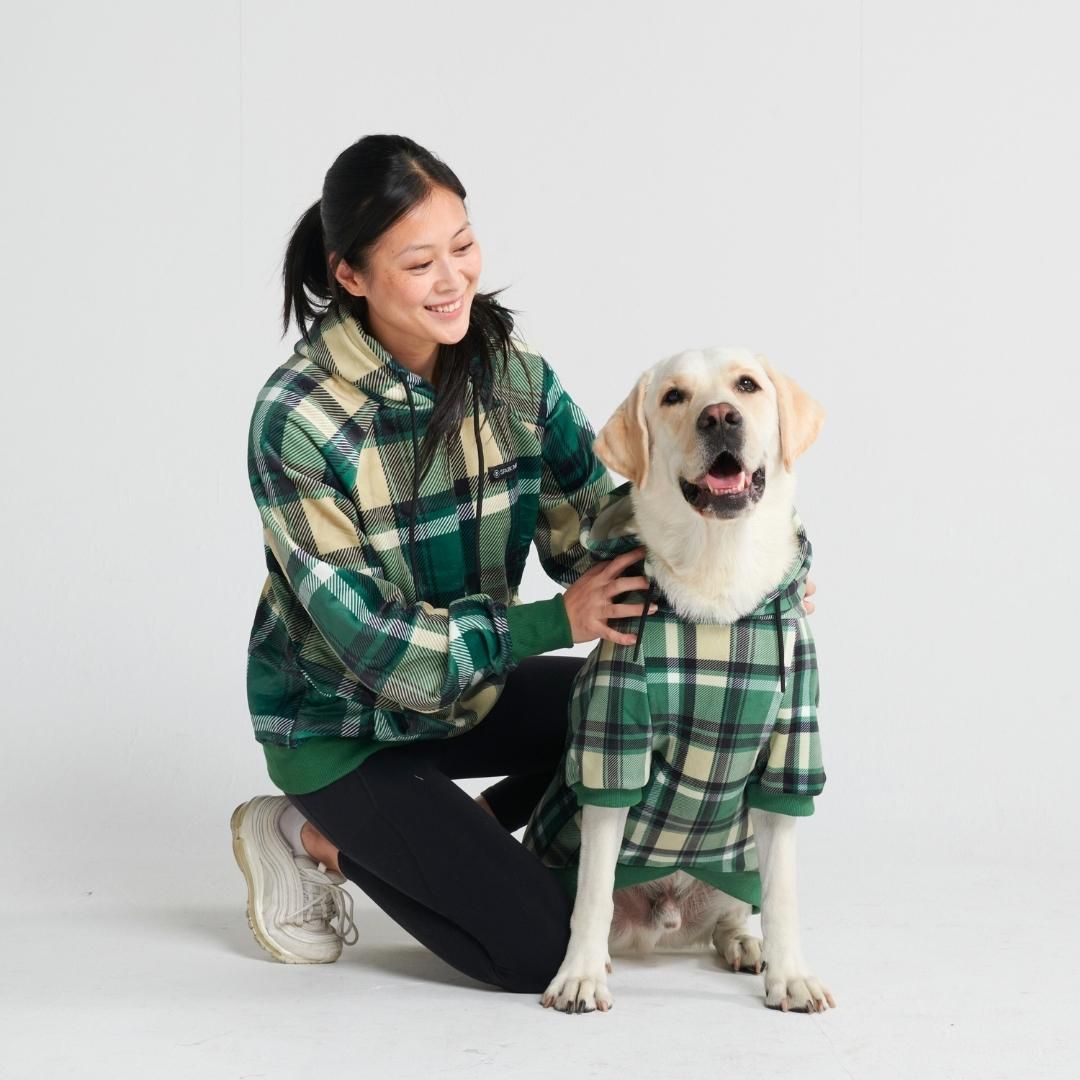 Green Plaid Human Hoodie sold by Spark Paws product image thumbnail 2
