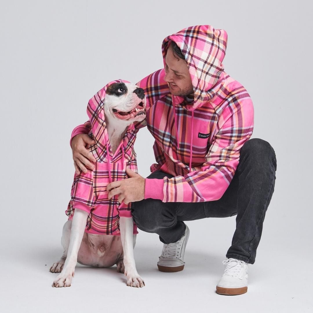 Pink Plaid Human Hoodie sold by Spark Paws product image thumbnail 4