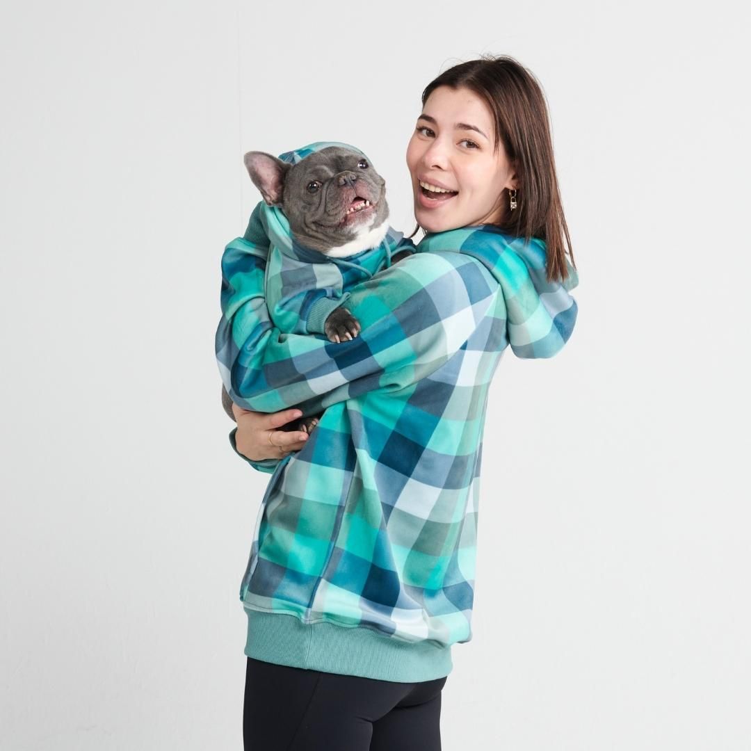 Velvet Human Hoodie - Turquoise Checkered sold by Spark Paws product image thumbnail 4