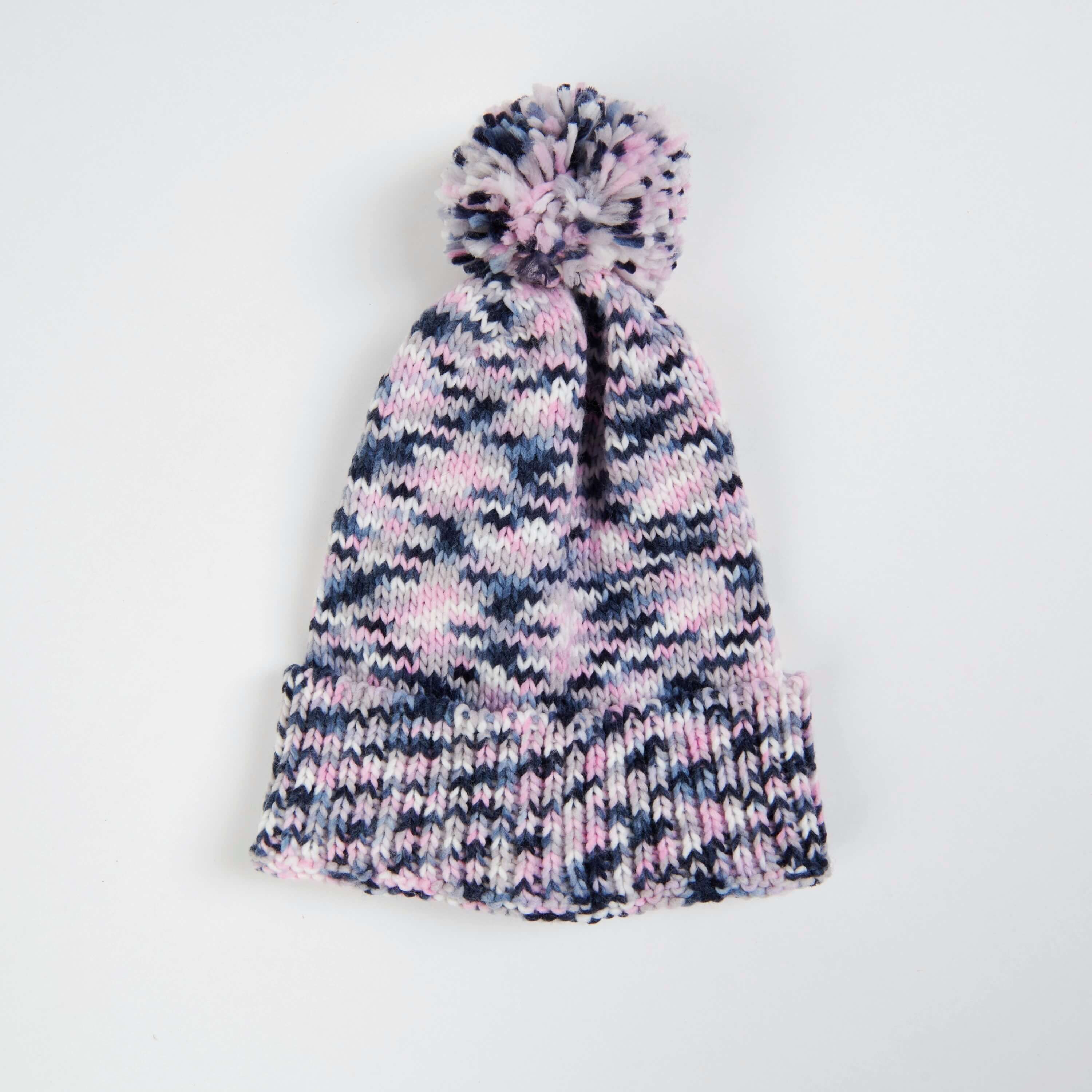 Human Pompom Hat - Pink Grey Navy sold by Spark Paws product image thumbnail 2