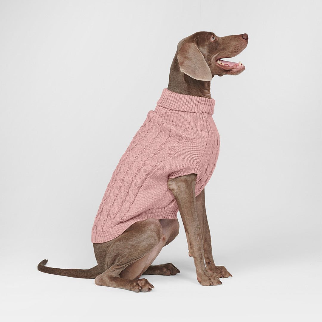 Cable Knit Dog Sweater - Pink sold by Spark Paws