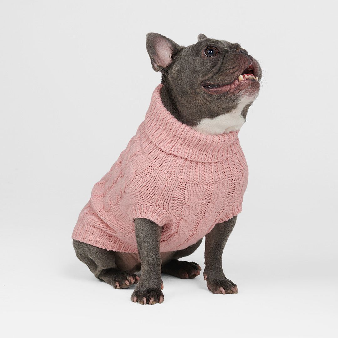 Cable Knit Dog Sweater - Pink sold by Spark Paws product image thumbnail 5