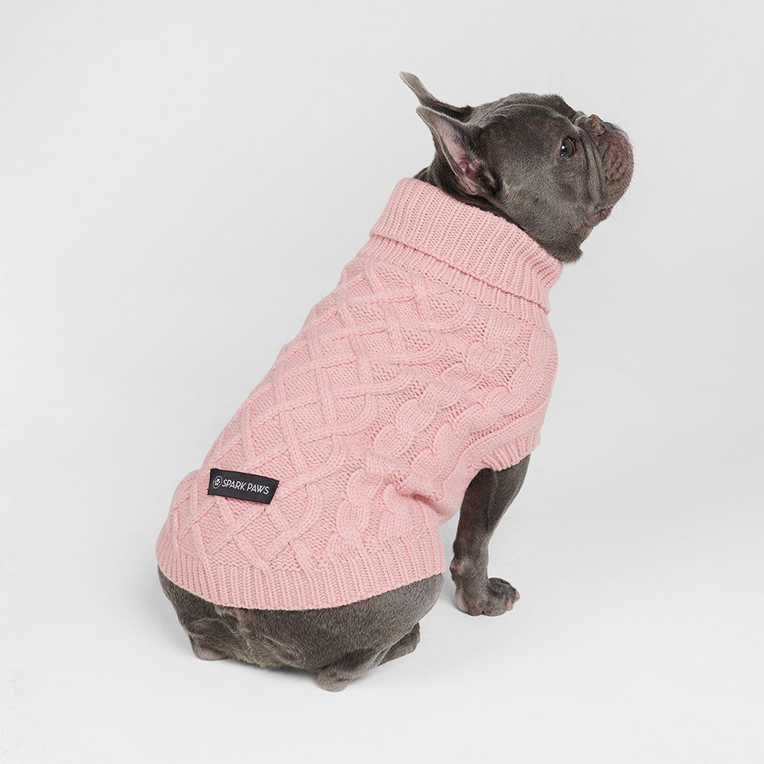 Cable Knit Dog Sweater - Pink sold by Spark Paws product image thumbnail 3