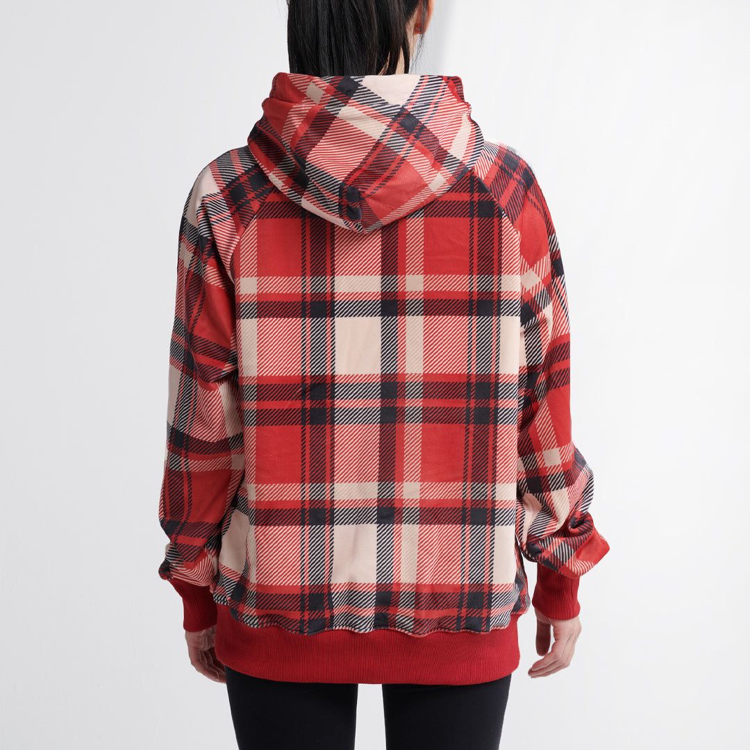Red Plaid Human Hoodie sold by Spark Paws product image thumbnail 3