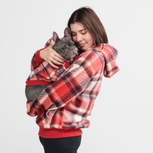Red Plaid Human Hoodie sold by Spark Paws