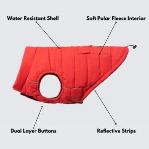 WarmShield Water-Resistant Jacket - Red (SIZE S) sold by Spark Paws