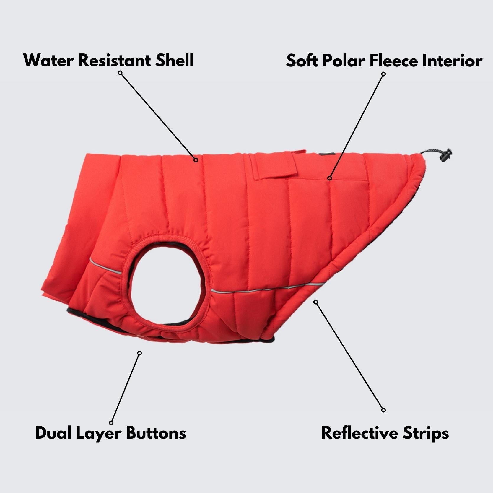 WarmShield Water-Resistant Jacket - Red (SIZE S) sold by Spark Paws product image thumbnail 4