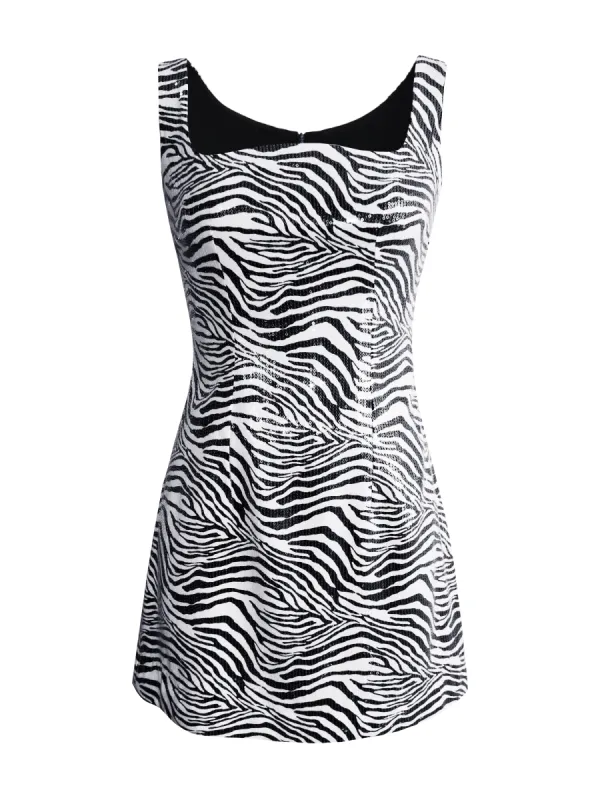 Sequined Zebra Print Mini Dress sold by L’momo