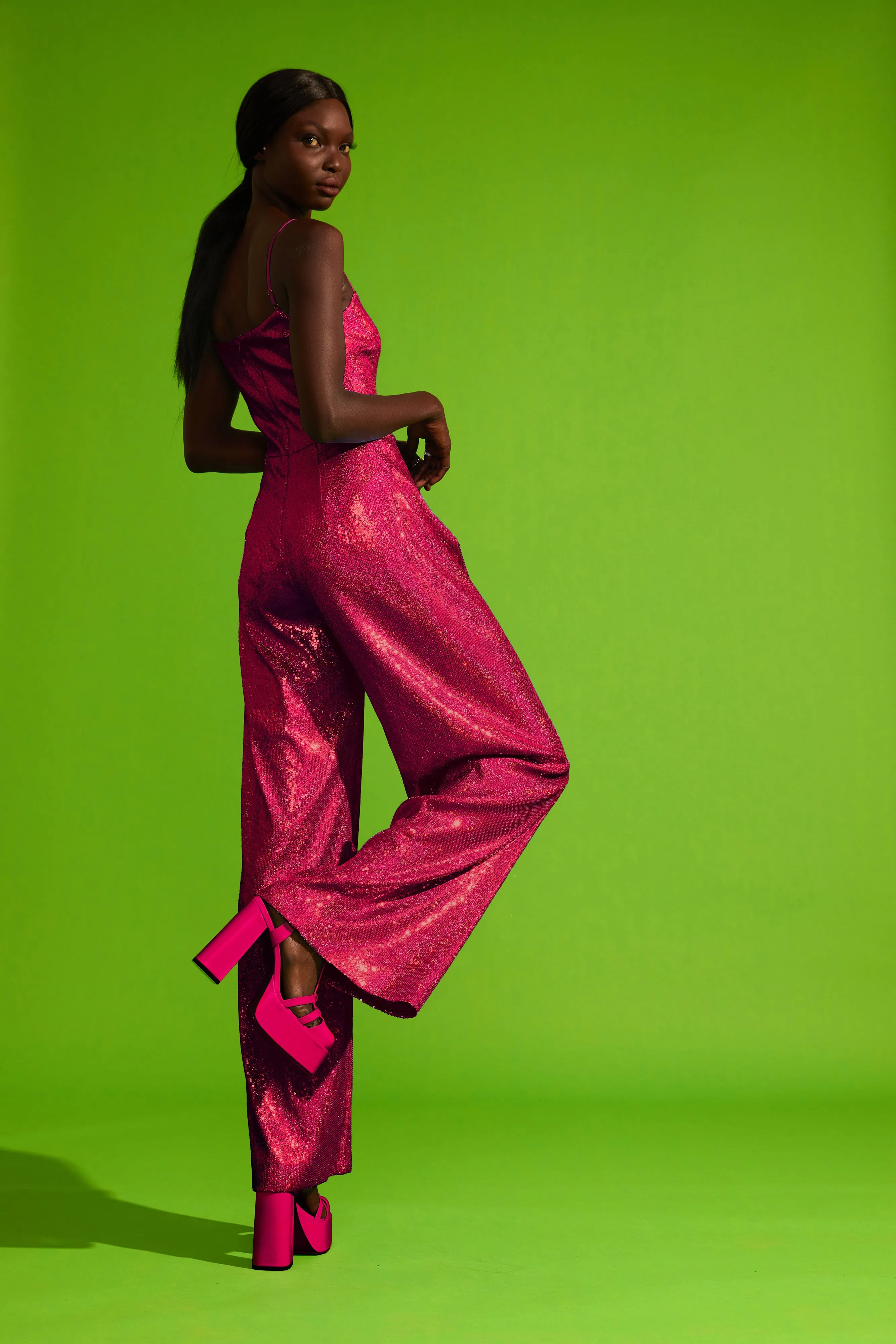 Sequined Spaghetti Strap Jumpsuit sold by L’momo product image thumbnail 3