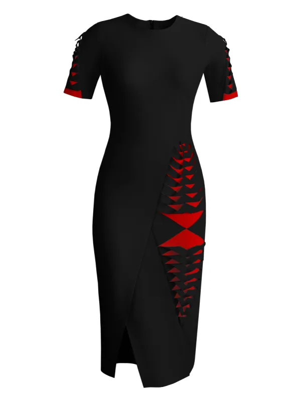 Laser Cut Chevron Detail Dress sold by L’momo