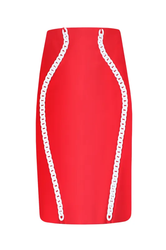 High-Waist Pencil Skirt with Chain Outlines sold by L’momo