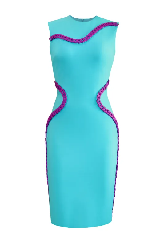 Clean Cut Dress with Chain Accents sold by L’momo