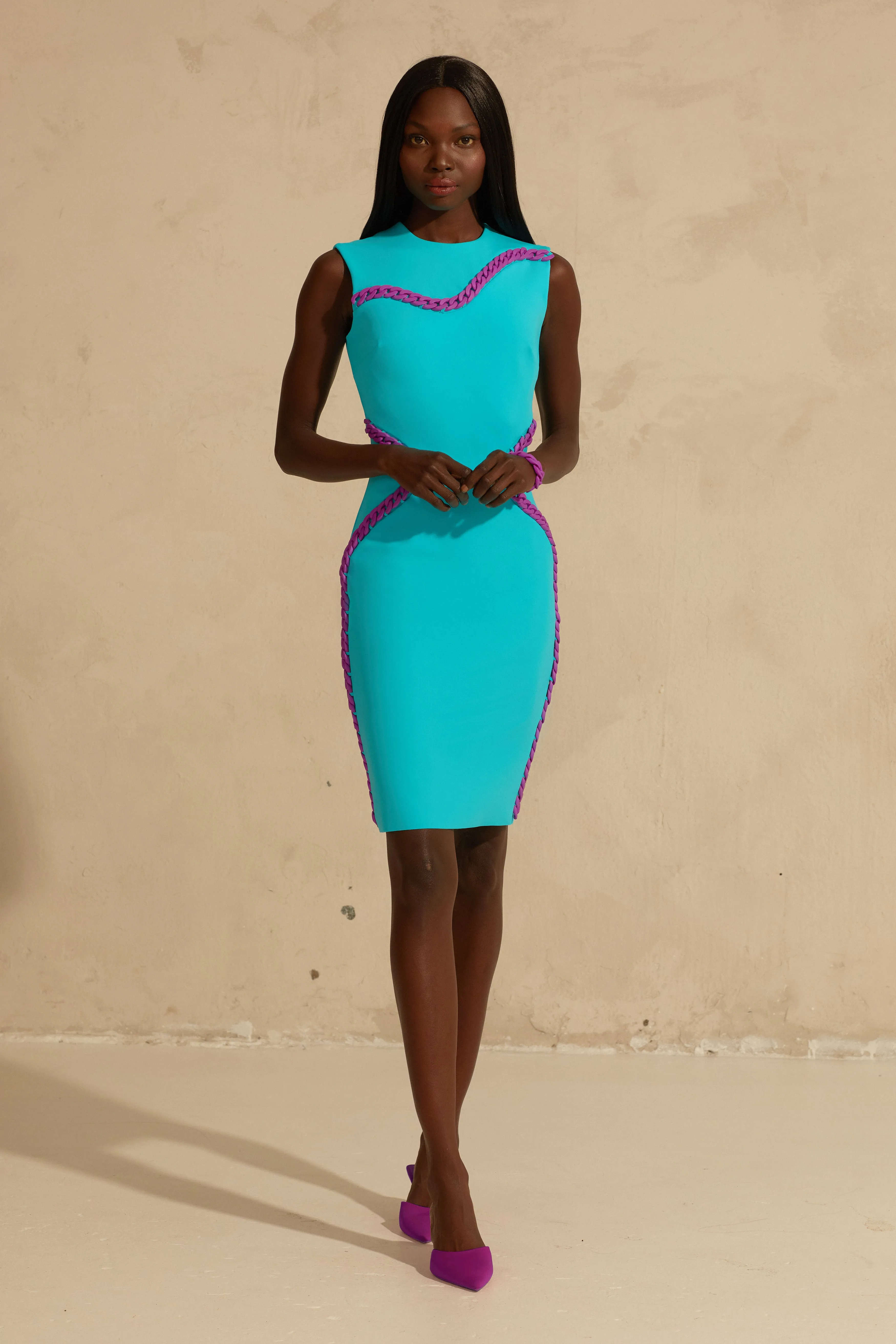 Clean Cut Dress with Chain Accents sold by L’momo product image thumbnail 3