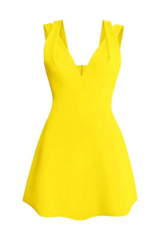V-Neckline Dress with Overlapping Shoulder Accent sold by L’momo