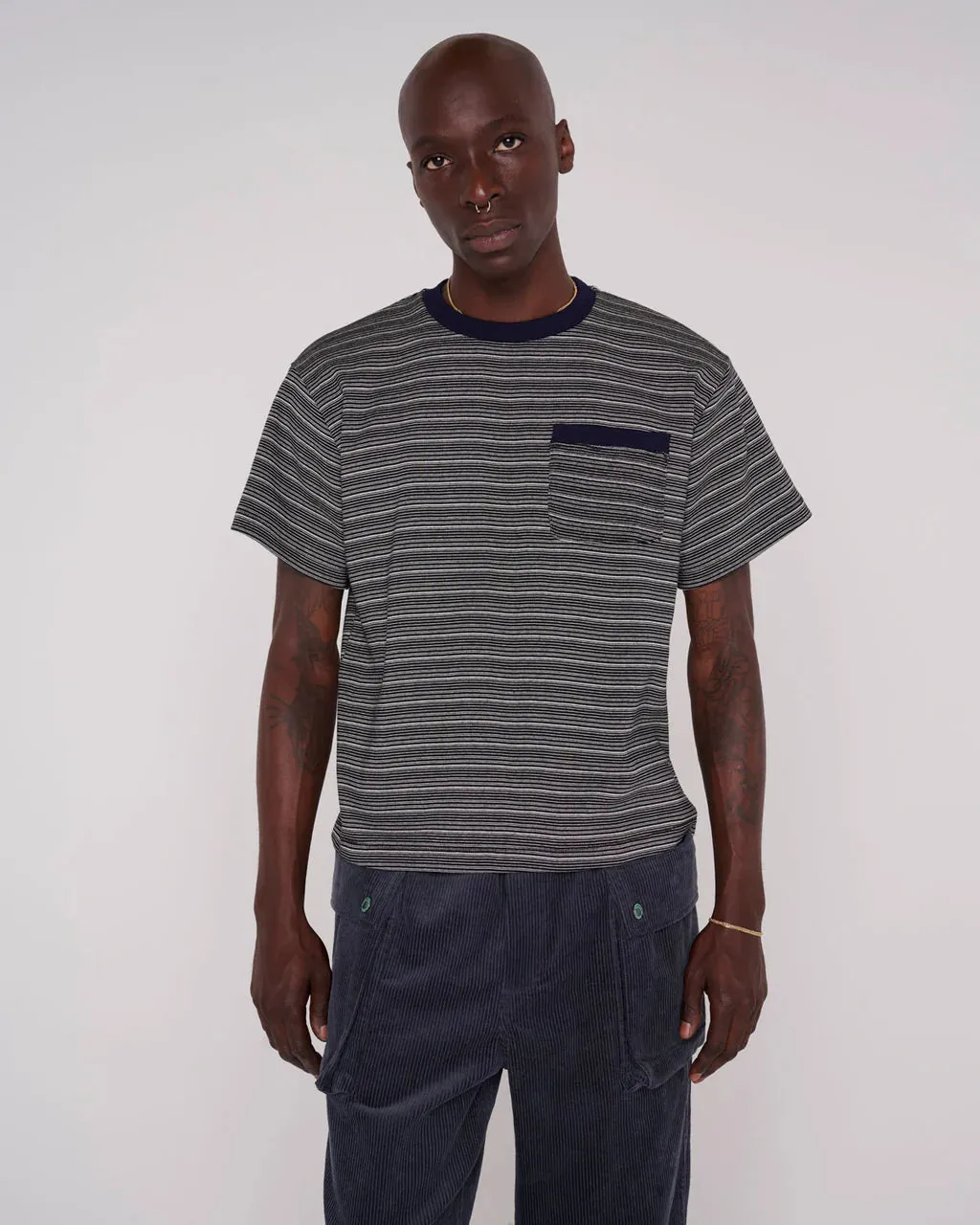 Zig Zag Stripe Short Sleeve Mockneck T-shirt - Black sold by Them Skates product image thumbnail 5