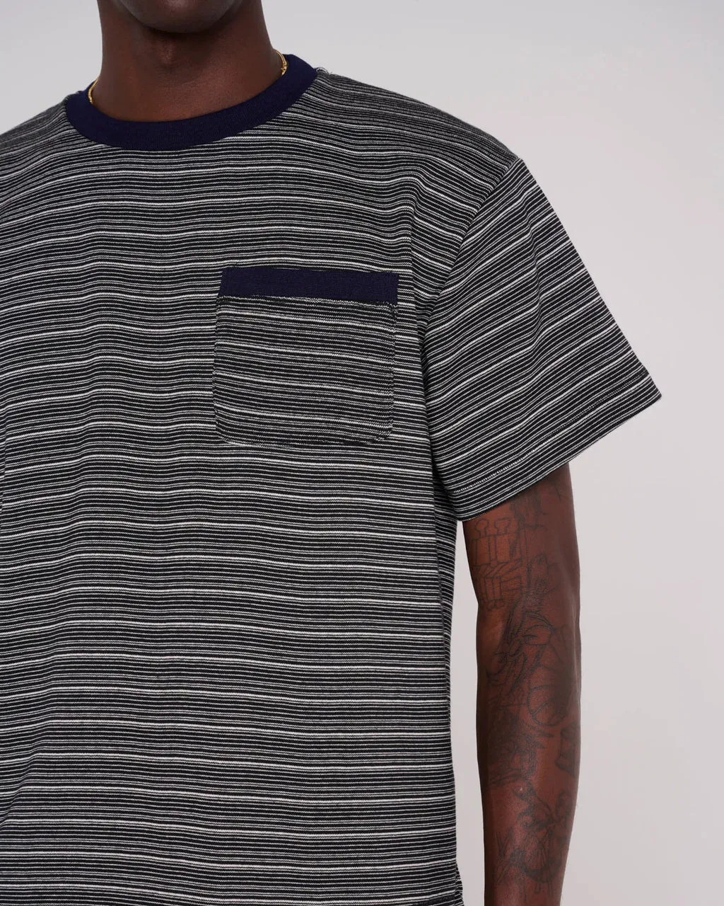 Zig Zag Stripe Short Sleeve Mockneck T-shirt - Black sold by Them Skates product image thumbnail 4